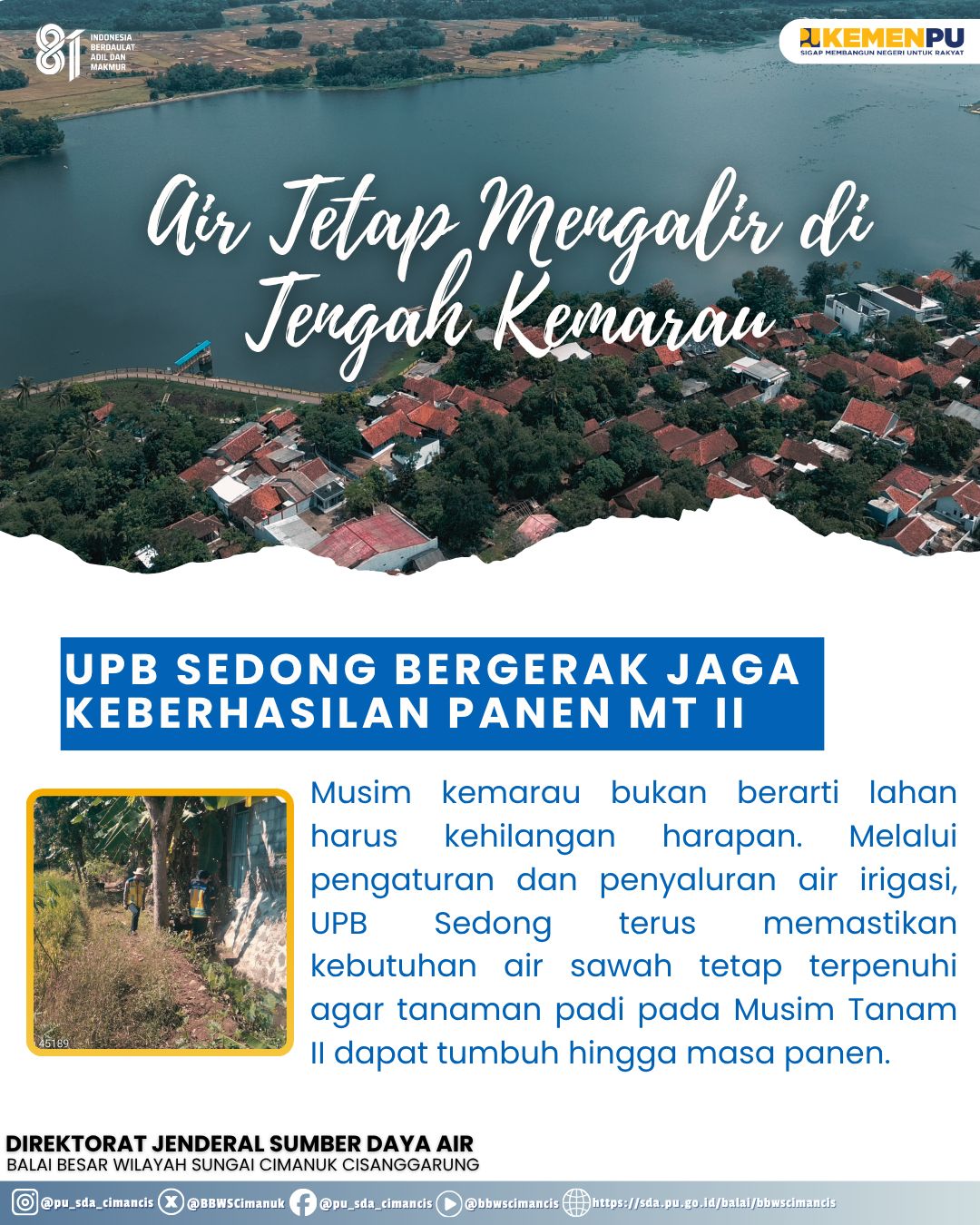 Air Tetap Mengalir di Tengah Kemarau, UPB Sedong Bergerak Jaga Keberhasilan Panen MT II