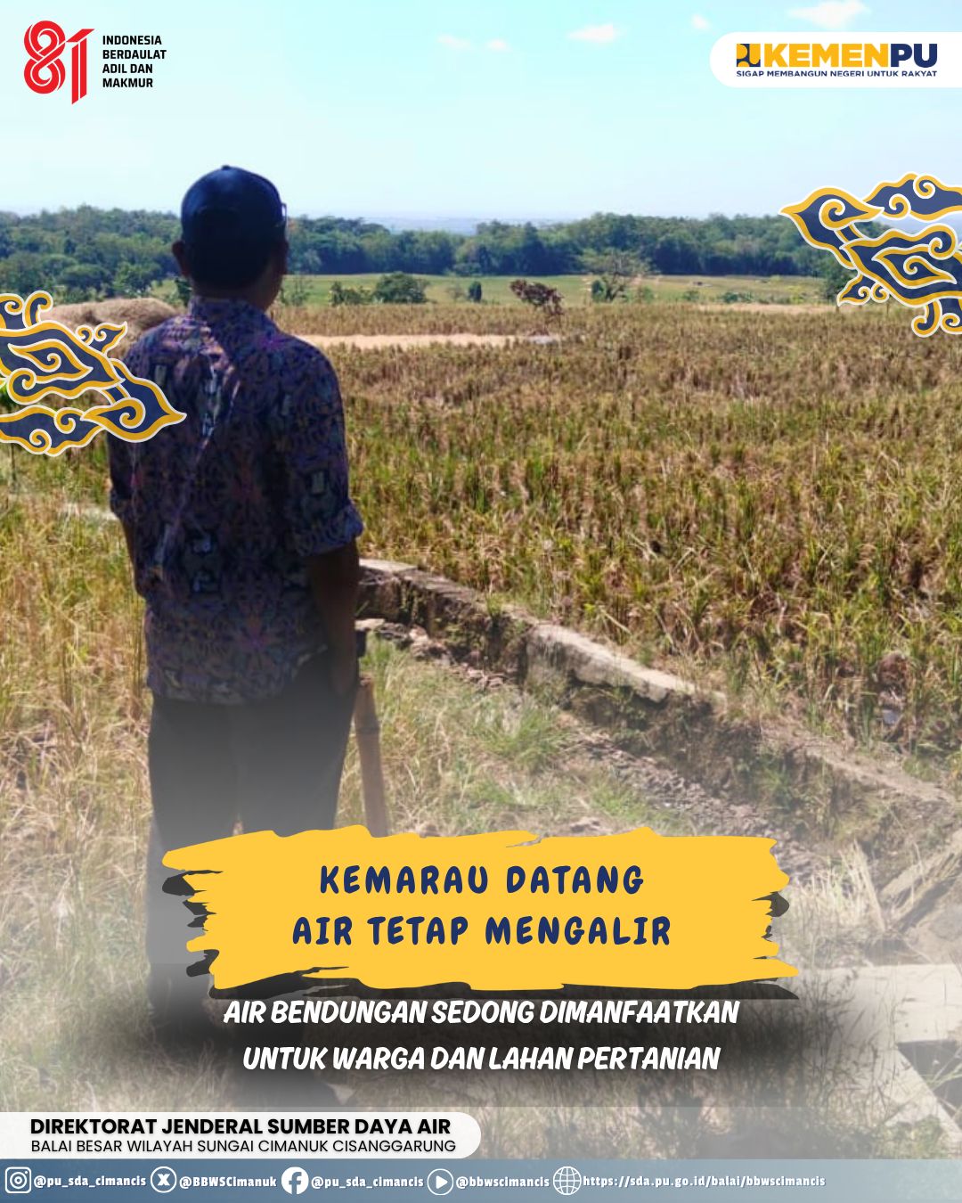 Kemarau Datang, Air Tetap Mengalir: Air Bendungan Sedong Dimanfaatkan untuk Warga dan Lahan Pertanian