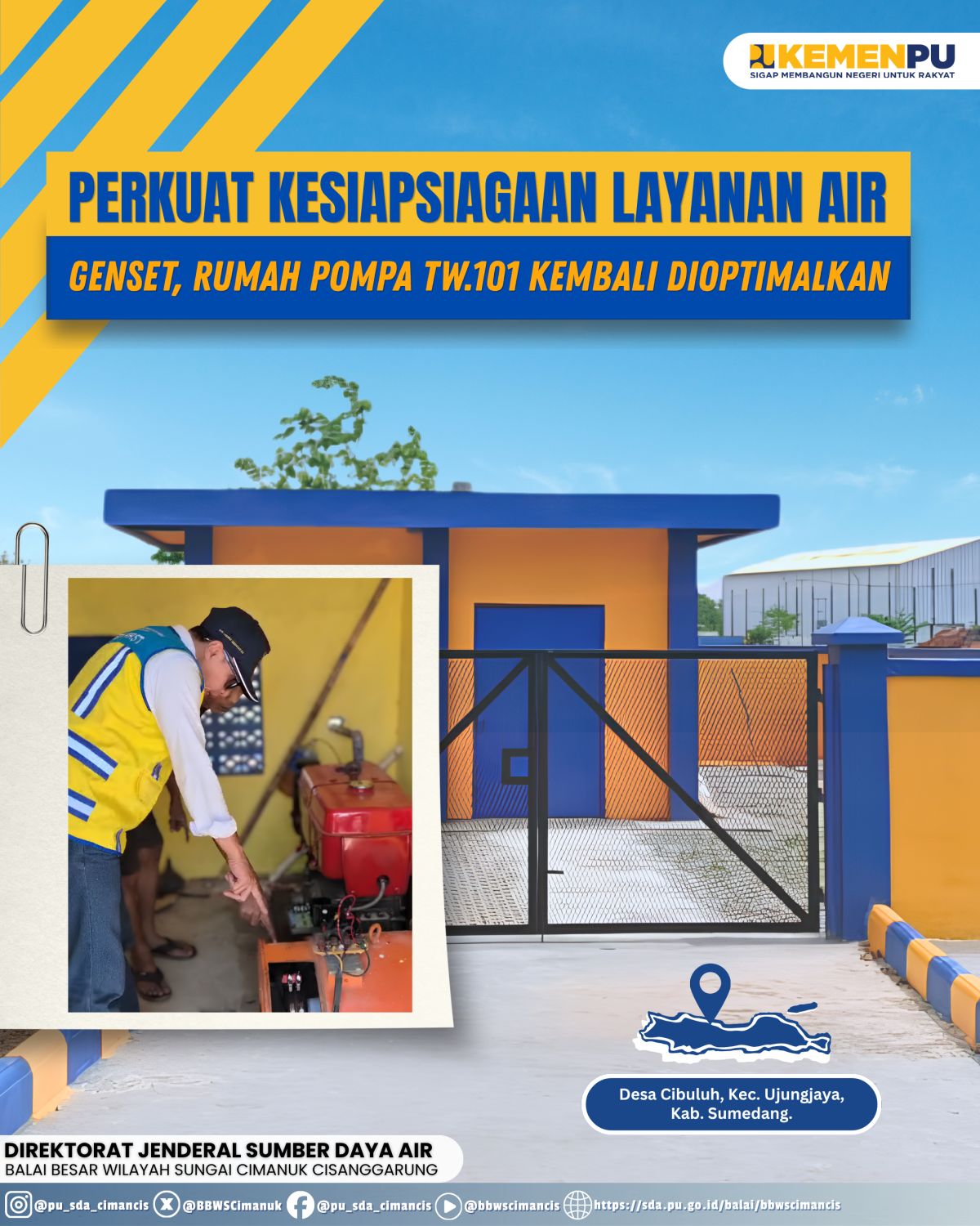BBWS Cimanuk Cisanggarung Lakukan Perbaikan Genset Rumah Pompa TW.101 untuk Menjaga Keandalan Layanan Air di Musim Kemarau