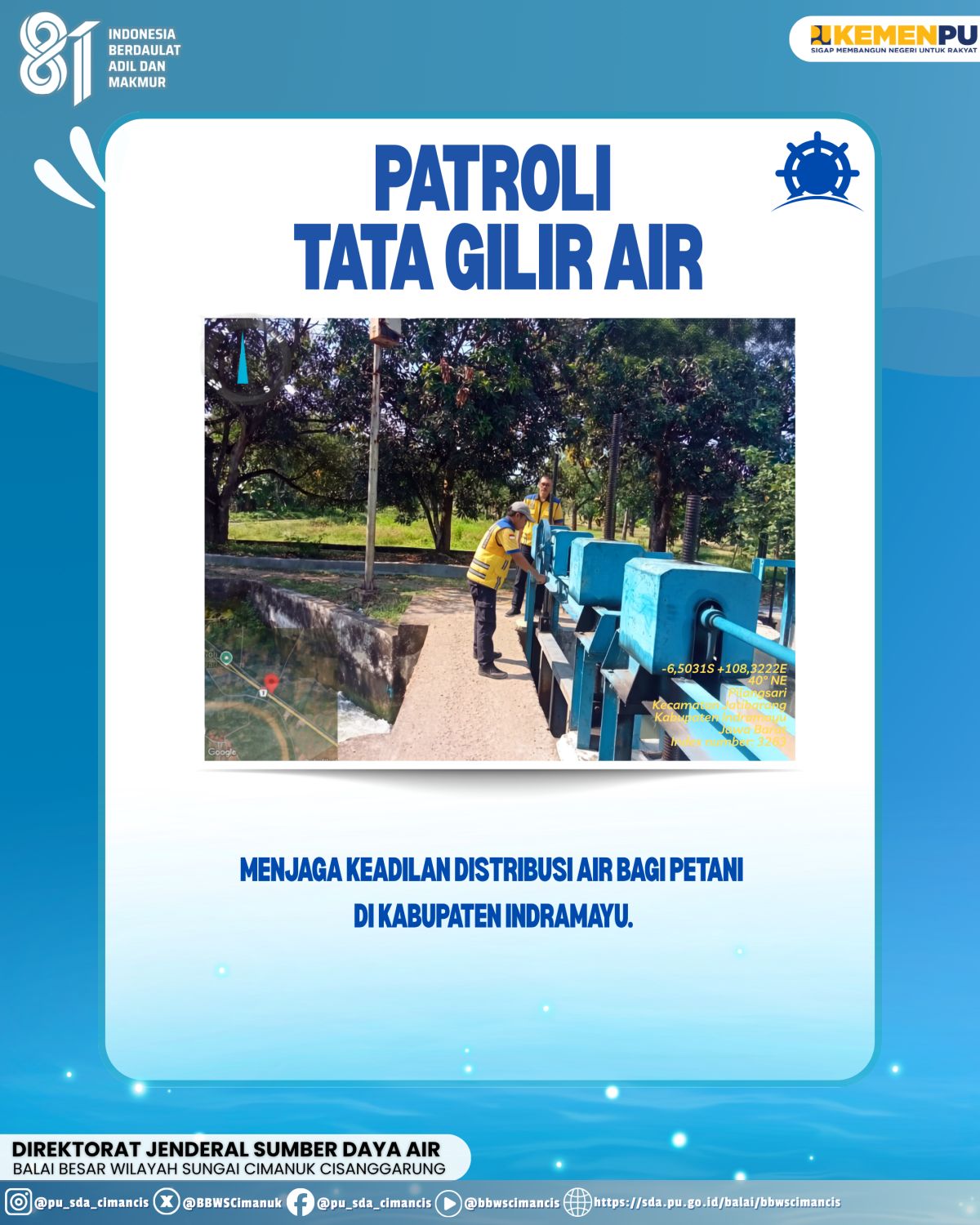 Patroli Operasi Irigasi Malam Hari Jaga Kelancaran Distribusi Air di Daerah Irigasi Rentang