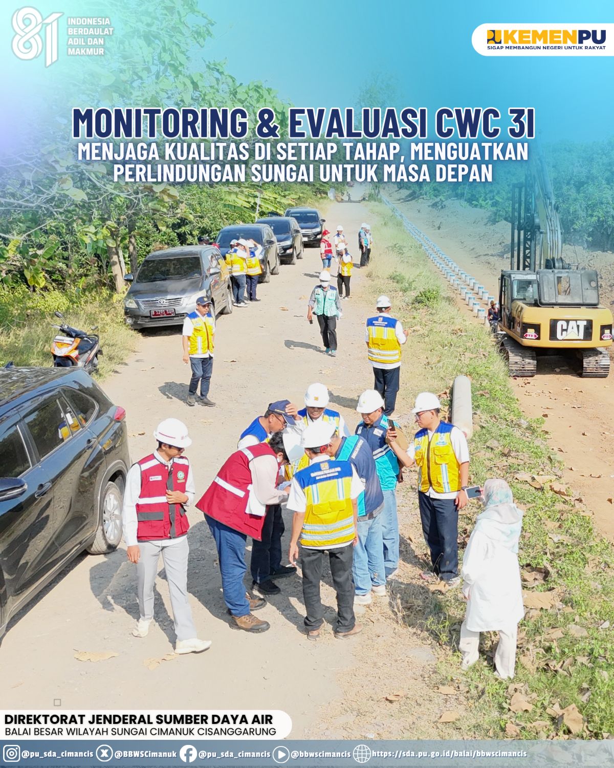 Monitoring dan Evaluasi CWC 3I Perkuat Pengendalian Mutu Pekerjaan Infrastruktur Sungai