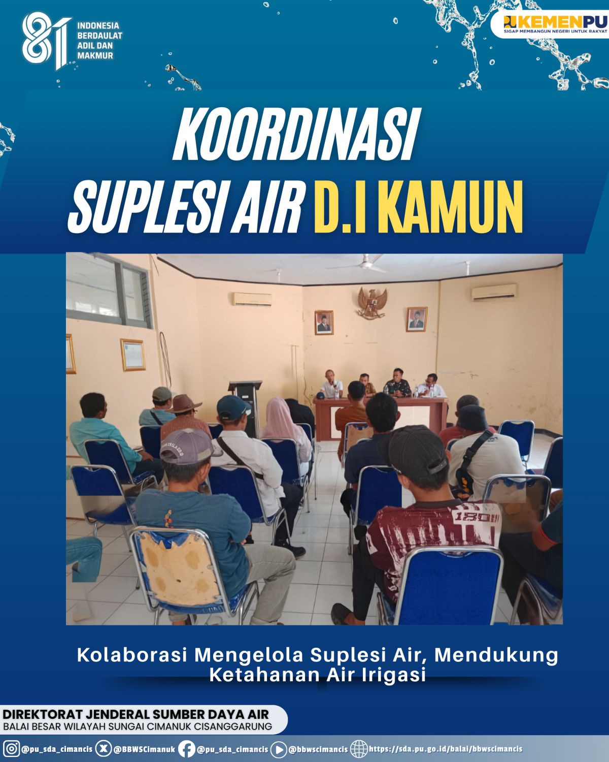 Suplesi Air dari Bendung Rentang Jaga Pasokan Irigasi bagi 1.003 Hektare Lahan Pertanian di Daerah Irigasi Kamun