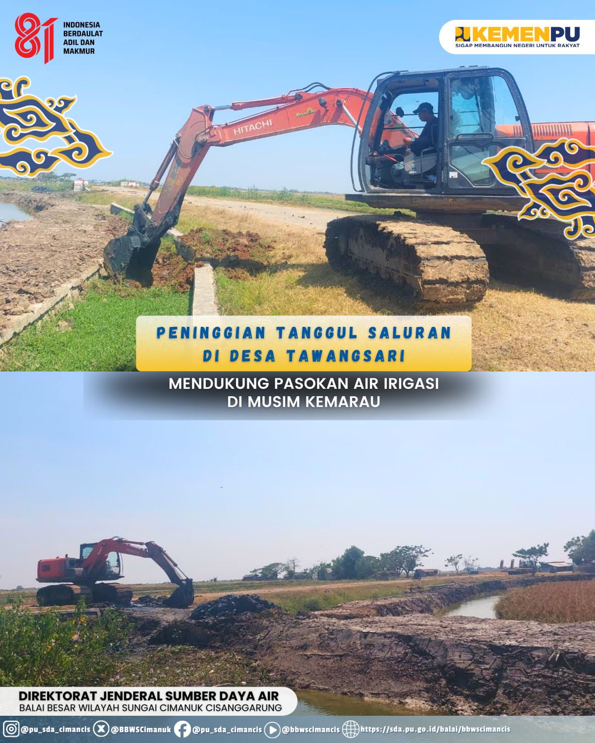 Peninggian Tanggul Saluran Kalen Kobar Perkuat Distribusi Air Irigasi di Desa Tawangsari