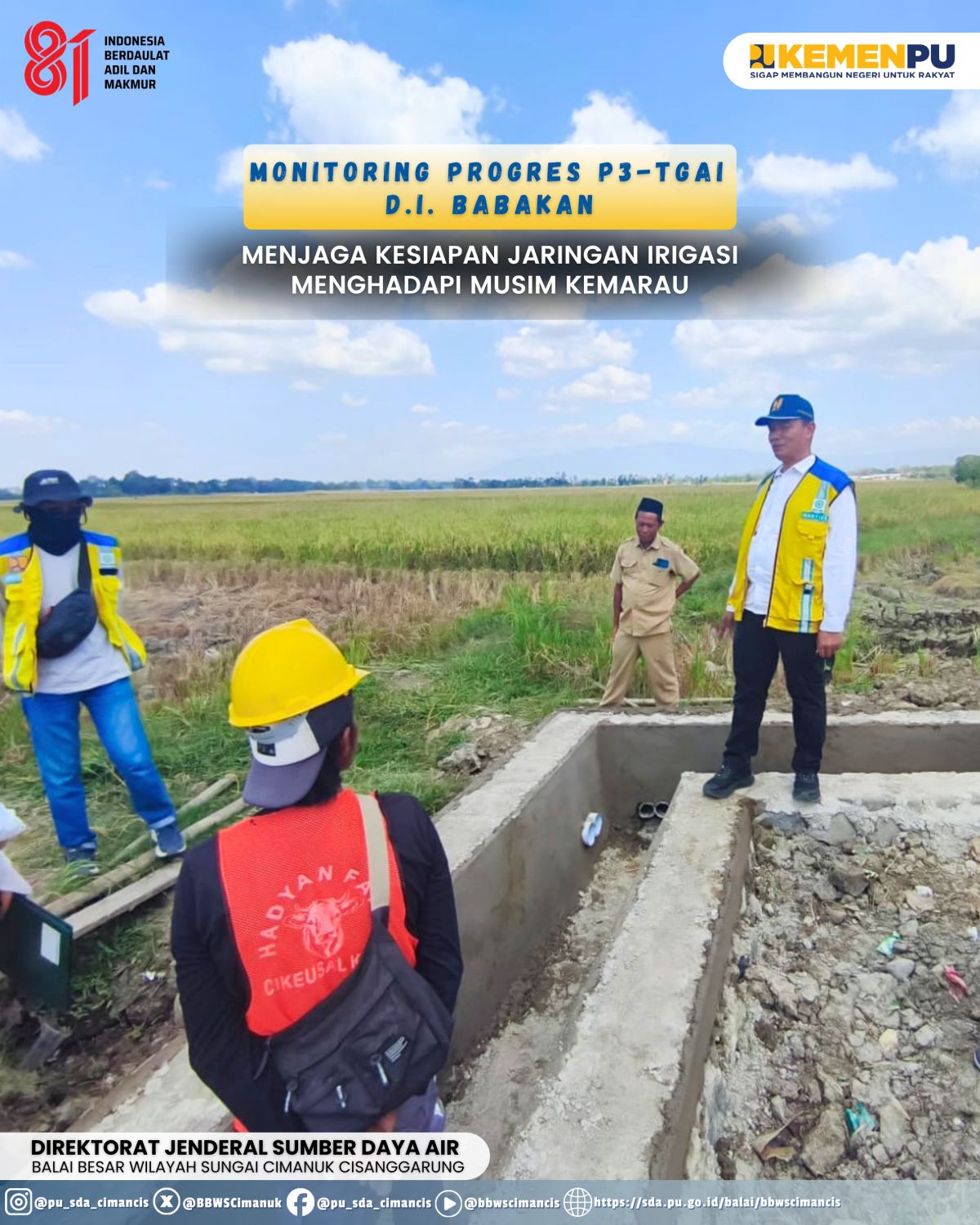 Progres Lining Saluran Irigasi Babakan Ditinjau untuk Menjaga Kesiapan Layanan pada Musim Kemarau