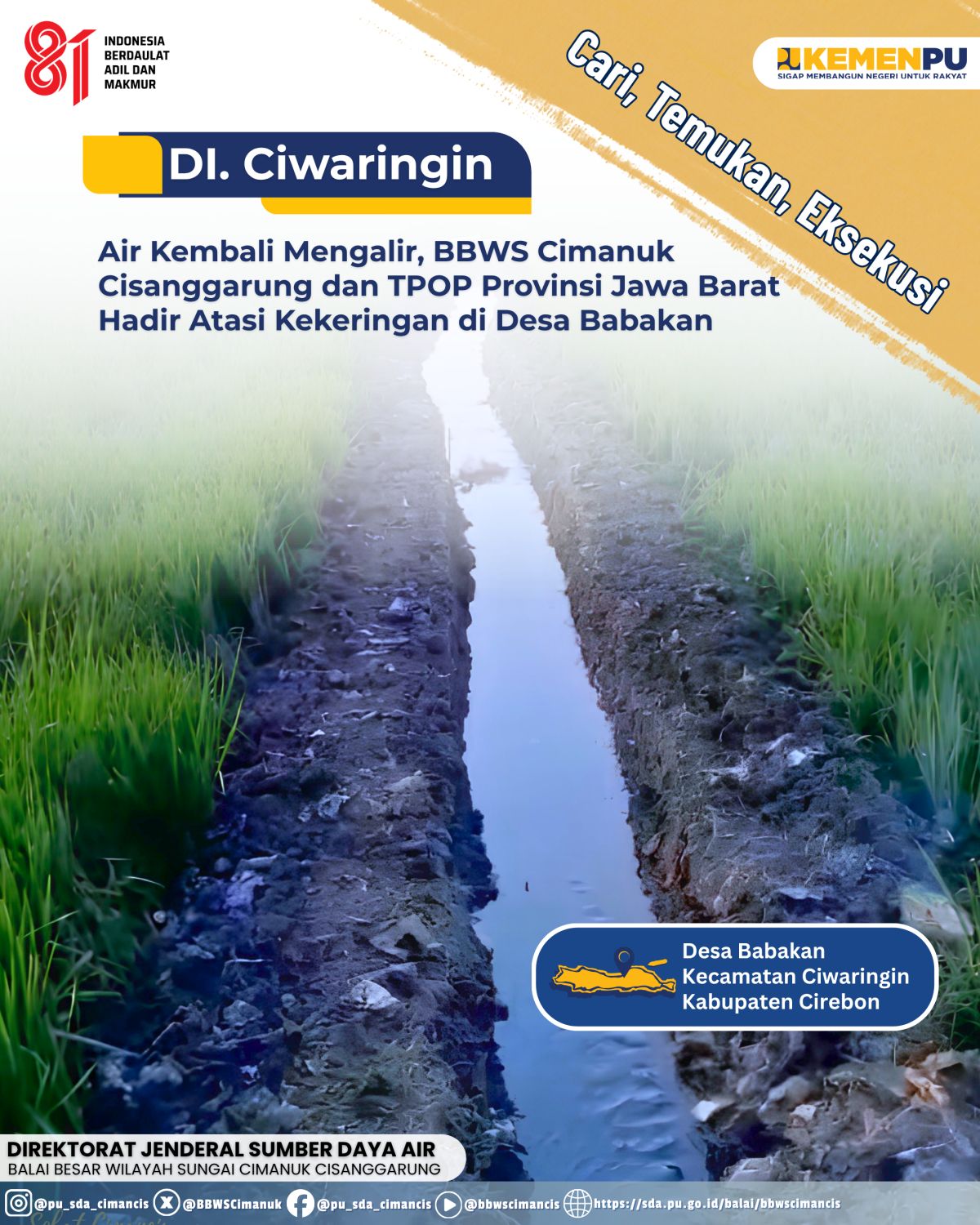 Saluran Tersier Darurat Dibangun untuk Mengembalikan Layanan Irigasi di Desa Babakan