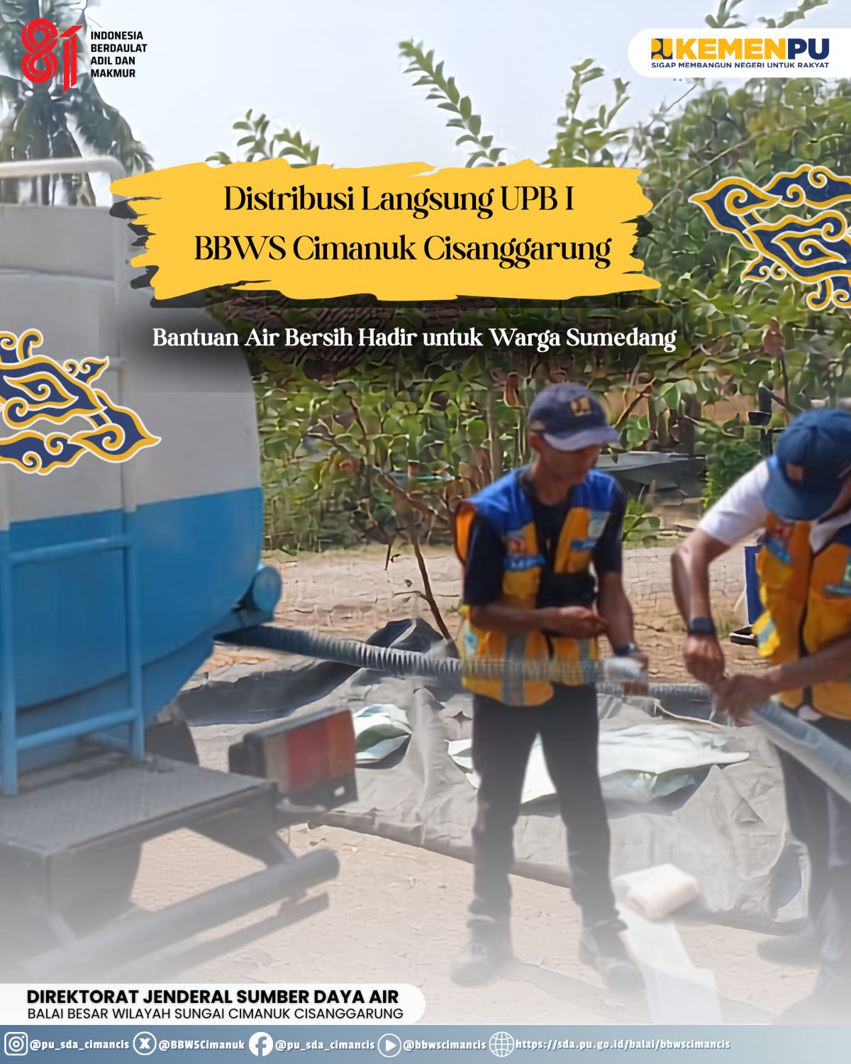 4.000 Liter Air Bersih Kembali Disalurkan untuk Warga Desa Cibuluh
