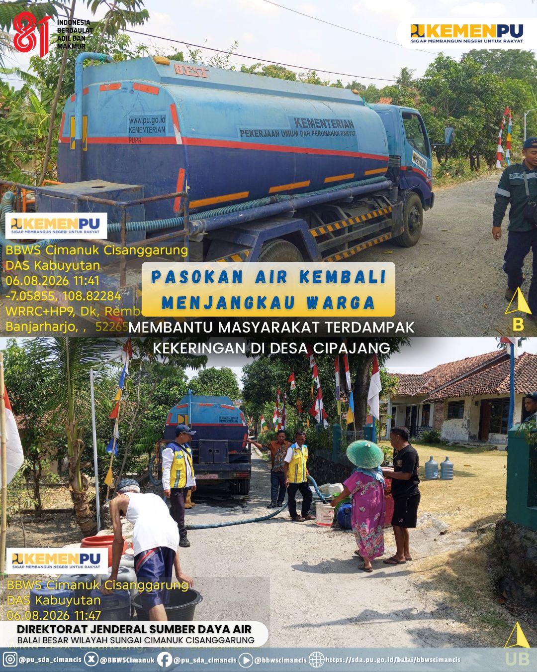 5.000 Liter Air Kembali Disalurkan untuk Warga Dukuh Rembet