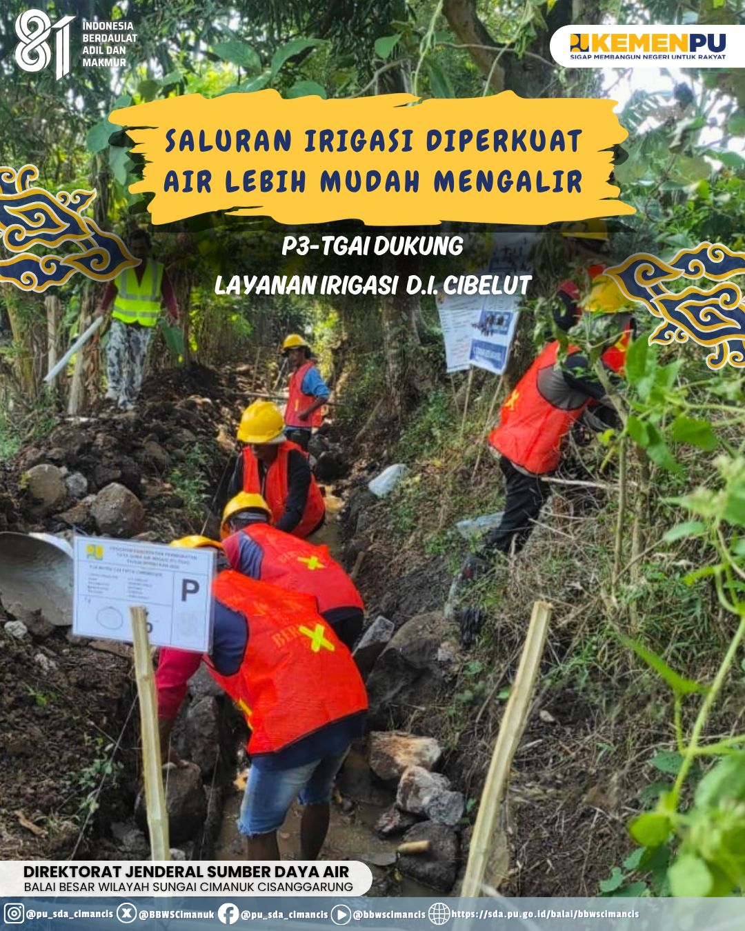Lining 268 Meter Dikerjakan di D.I. Cibelut, Layanan Irigasi Ditargetkan Bertambah