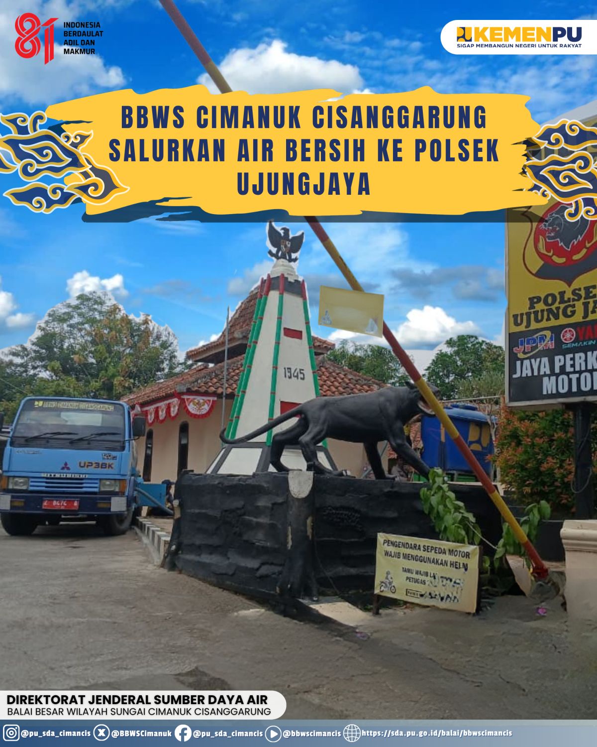 Bantuan Air Bersih Disalurkan ke Polsek Ujungjaya di Tengah Kemarau