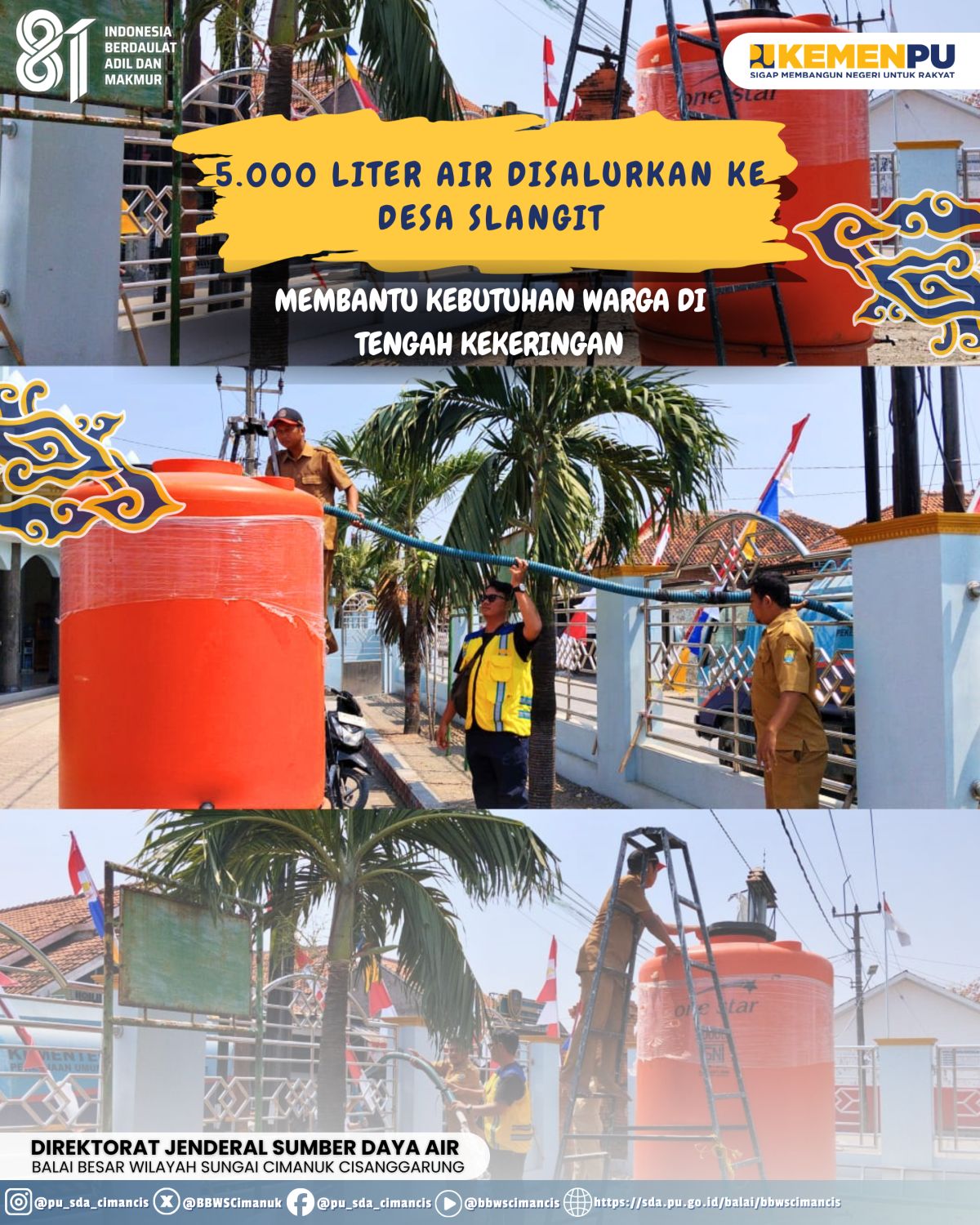 5.000 Liter Air Disalurkan untuk Warga Desa Slangit