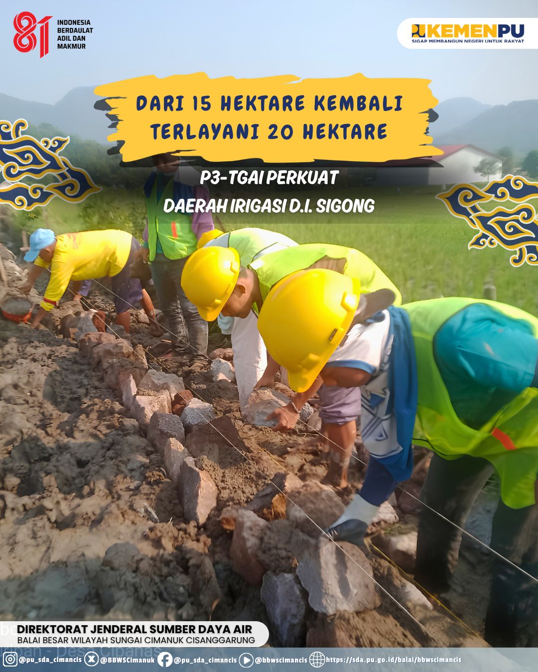 Lining 268 Meter Perkuat Jaringan Irigasi D.I. Sigong