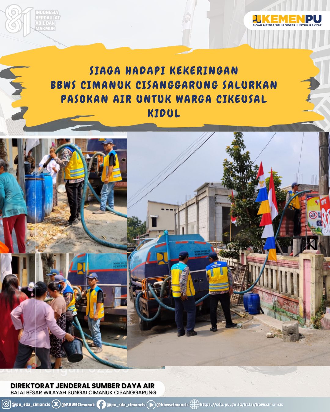BBWS Cimanuk Cisanggarung Salurkan Bantuan Air bagi Warga Dusun Cibogo