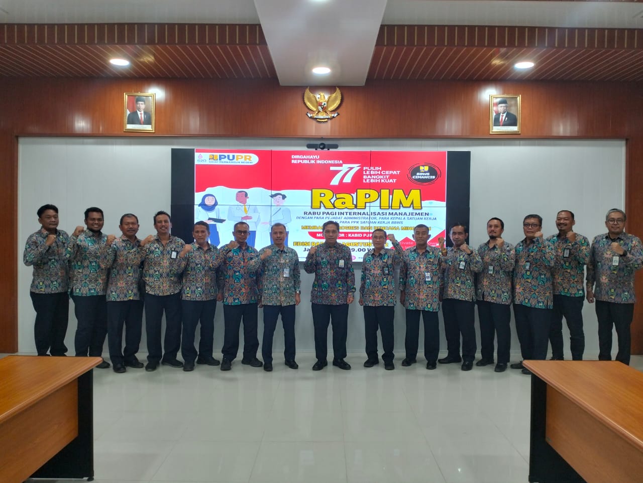 JELANG HARI KEMERDEKAAN, PARA PEJABAT ADMINISTRATOR SELENGGARAKAN RAPIM YANG DIPIMPIN LANGSUNG OLEH KEPALA BBWS CIMANUK CISANGGARUNG