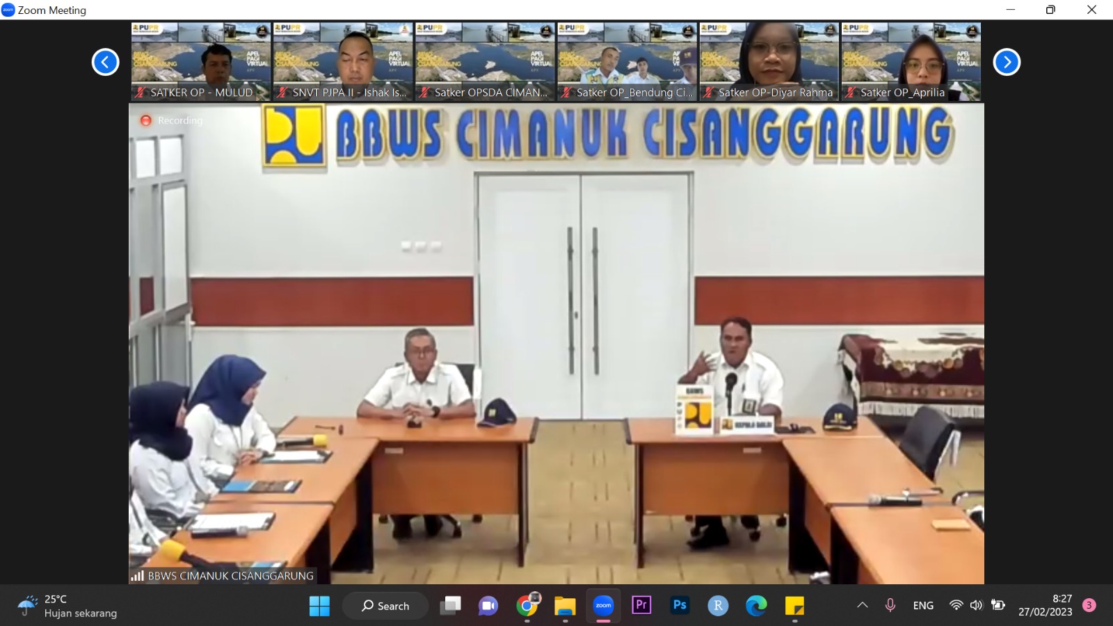 CUACA BURUK, BBWS CIMANUK CISANGGARUNG SELENGGARAKAN APEL PAGI PEGAWAI SECARA VIRTUAL
