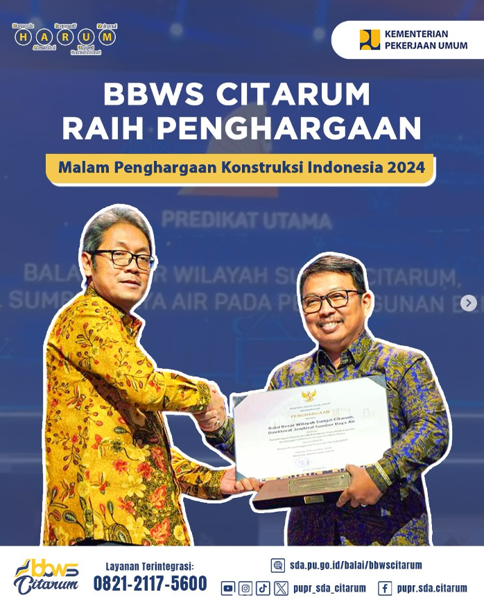 BBWS Citarum Raih Penghargaan Konstruksi Indonesia 2024