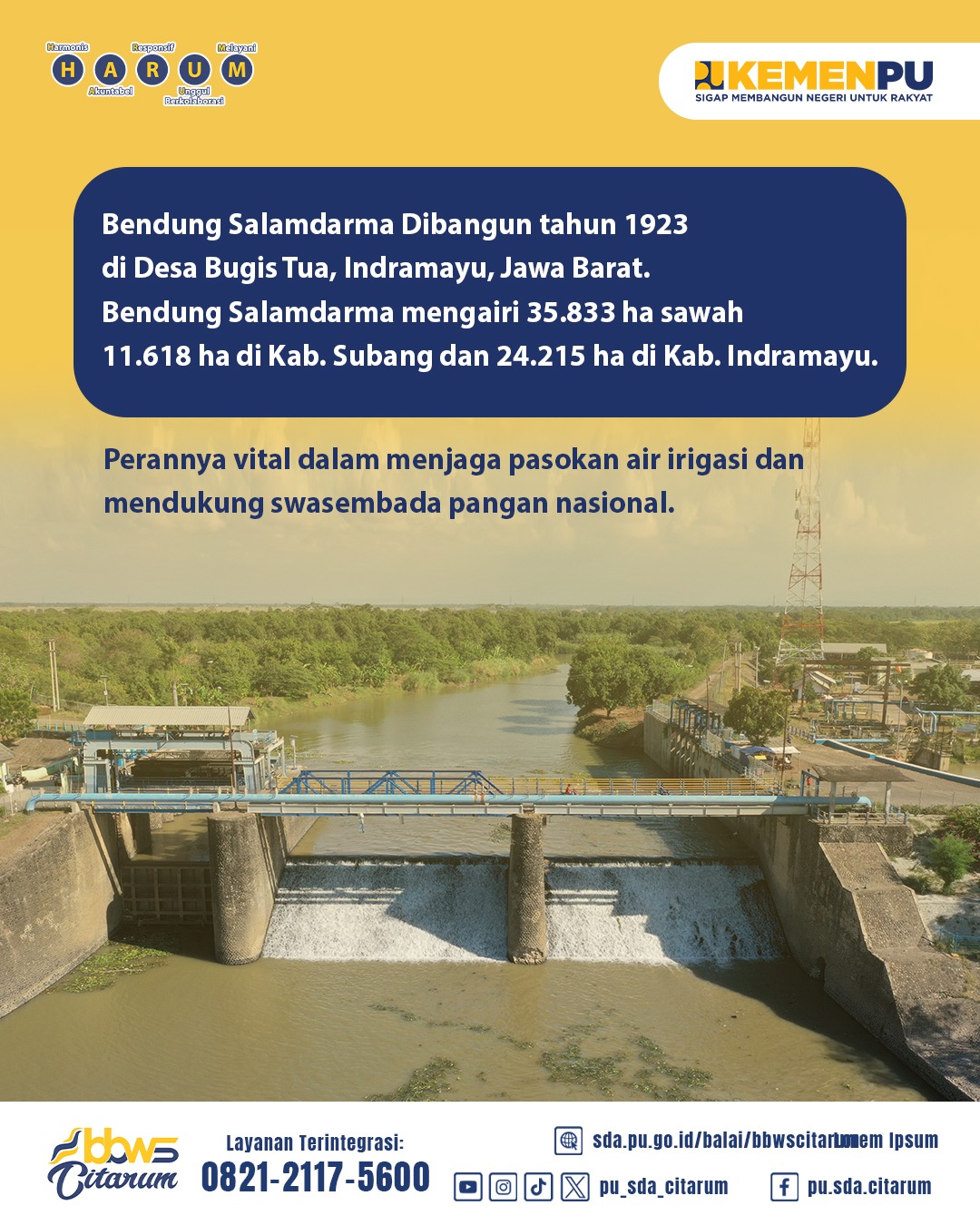 Bendung Salamdarma: Mengalirkan Harapan Menuju Swasembada Pangan Kab. Subang dan Kab. Indarmayu