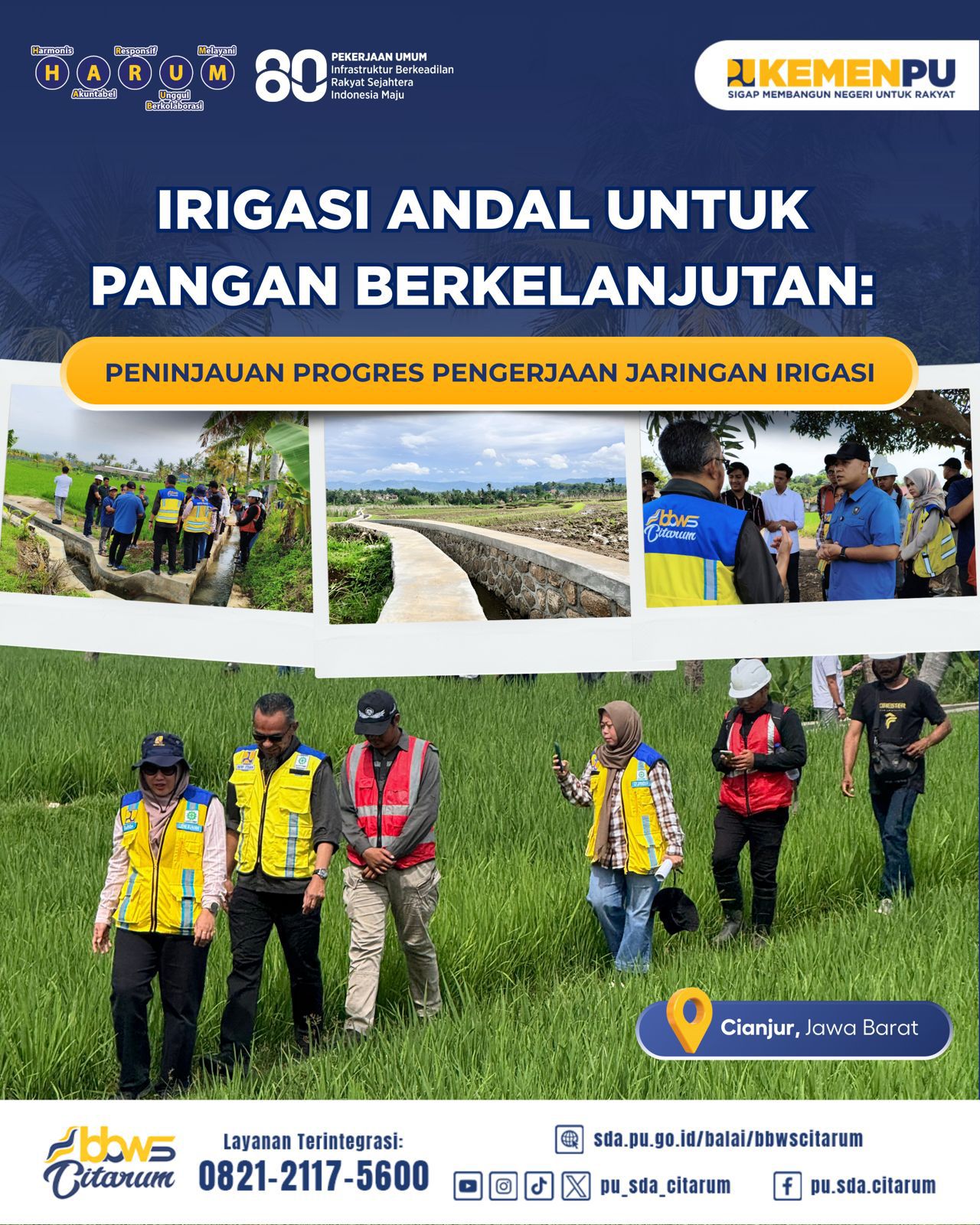 Irigasi Andal untuk Pangan Berkelanjutan: Peninjauan progres pengerjaan jaringan irigasi di Kab. Cianjur