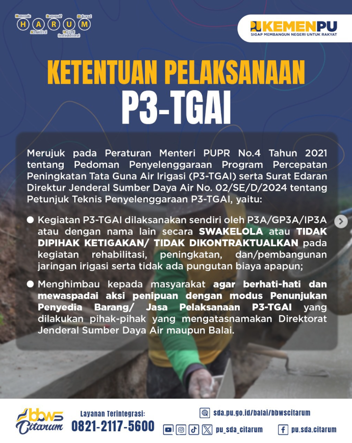 Ketentuan Program Pelaksaan Percepatan Tata Guna Air Irigasi