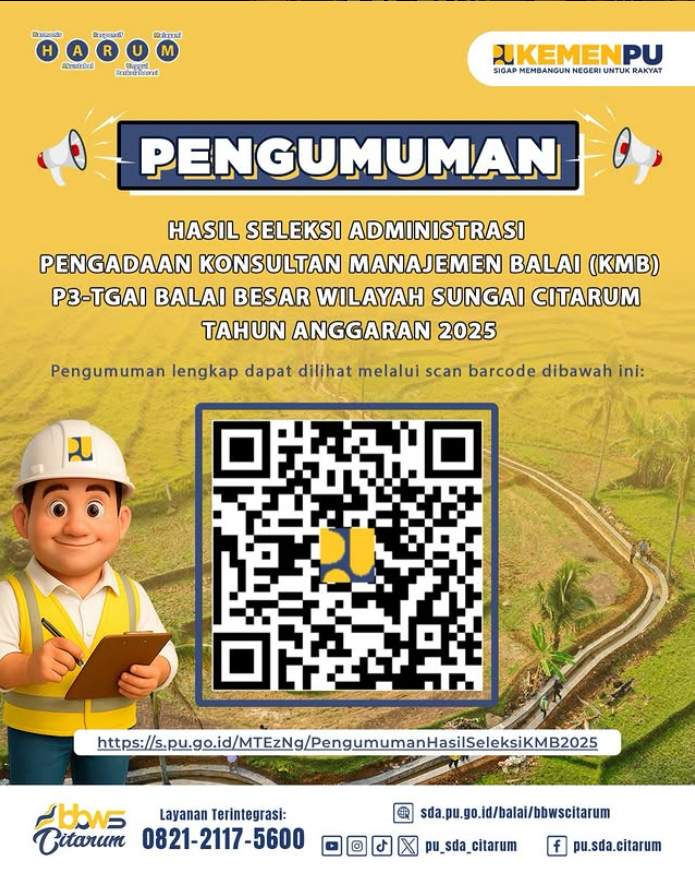 Pengumuman Hasil Seleksi Administrasi Pengadaan Konsultan Manajemen Balai