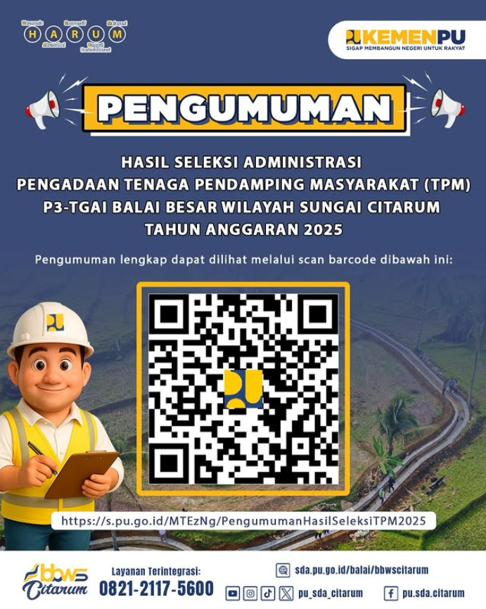 Pengumuman Hasil Seleksi Administrasi Pengadaan Tenaga Pendamping Masyarakat P3-TGAI