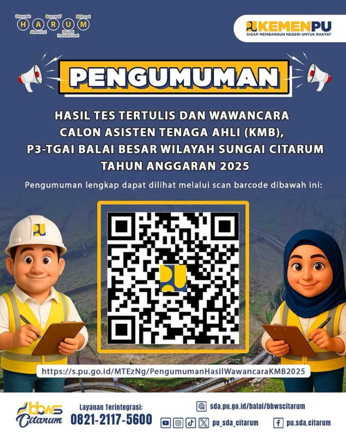 Pengumuman Hasil Test dan Wawancara Konsultan Manajemen Balai P3-TGAI