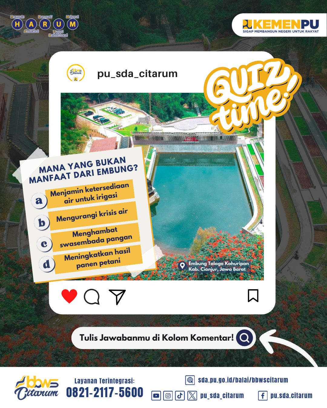 Quiz, Manfaat Embung?