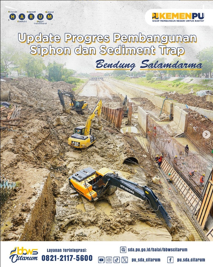 Update Progres Pembangunan siphon dan sediment trap bendung salamdarma