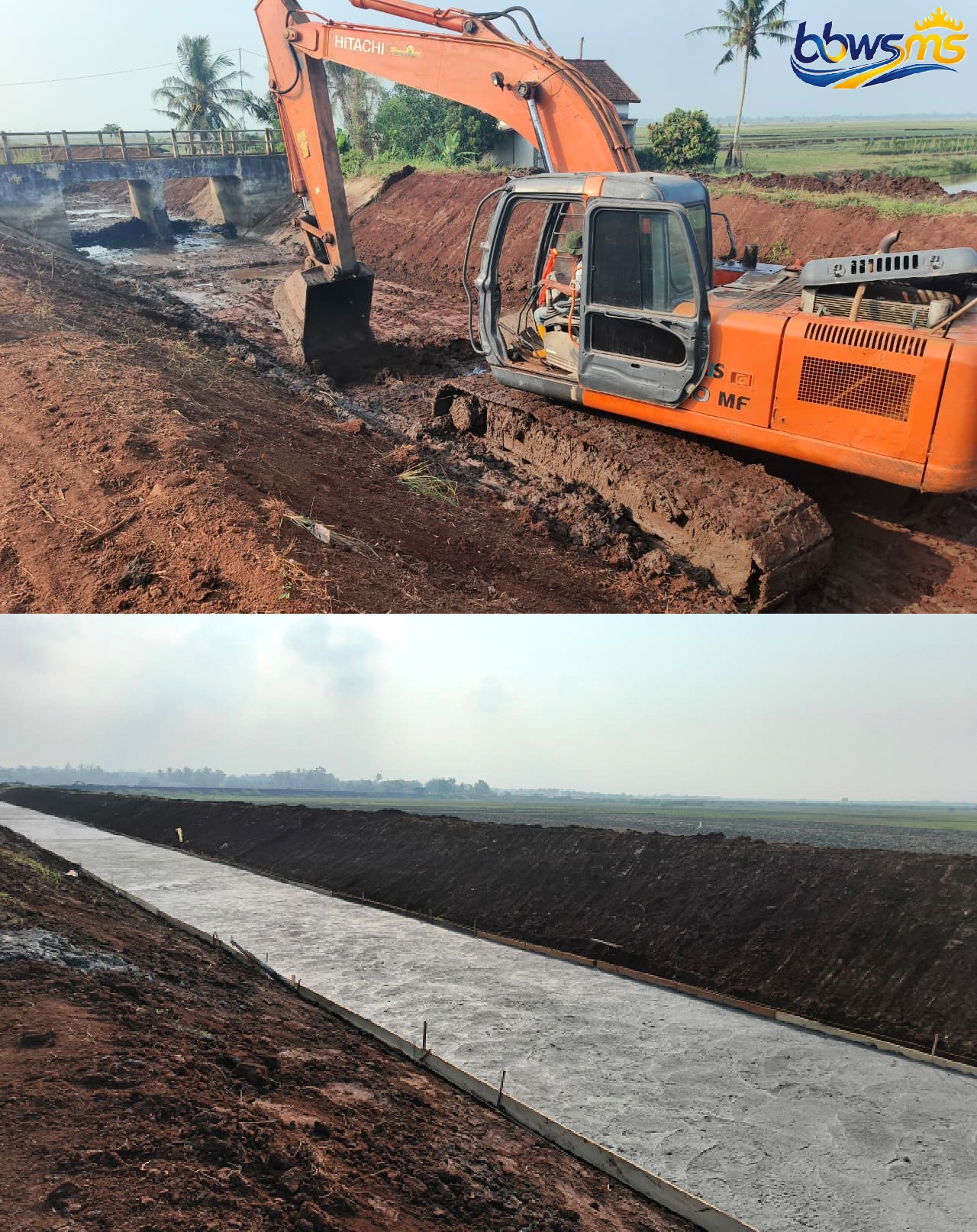 Pekerjaan Lantai Dasar Saluran BRS III–1 DI Jabung Kiri Lampung Timur Dimulai