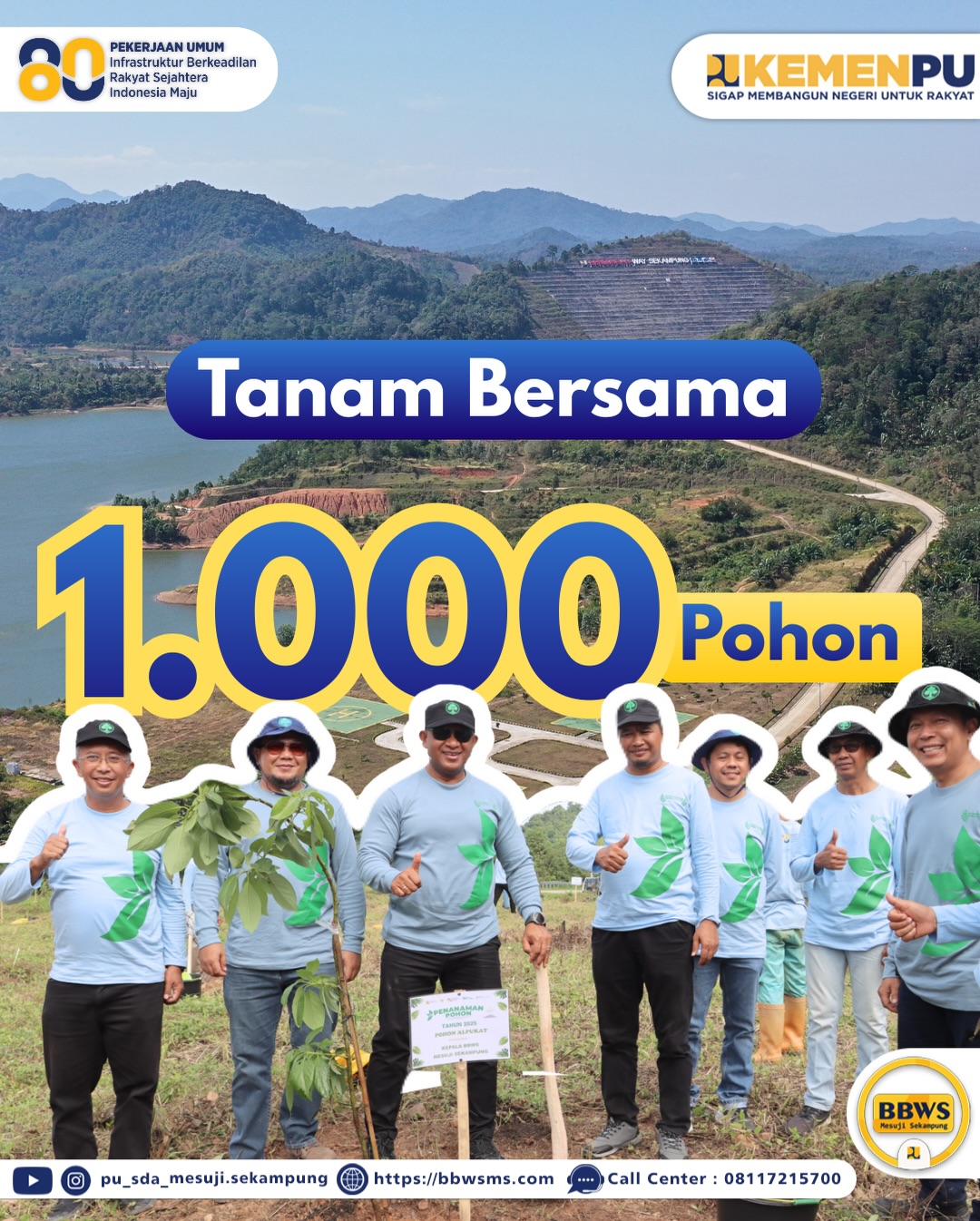 Kolaborasi Penanaman 1.000 Pohon di Bendungan Way Sekampung dan Batutegi