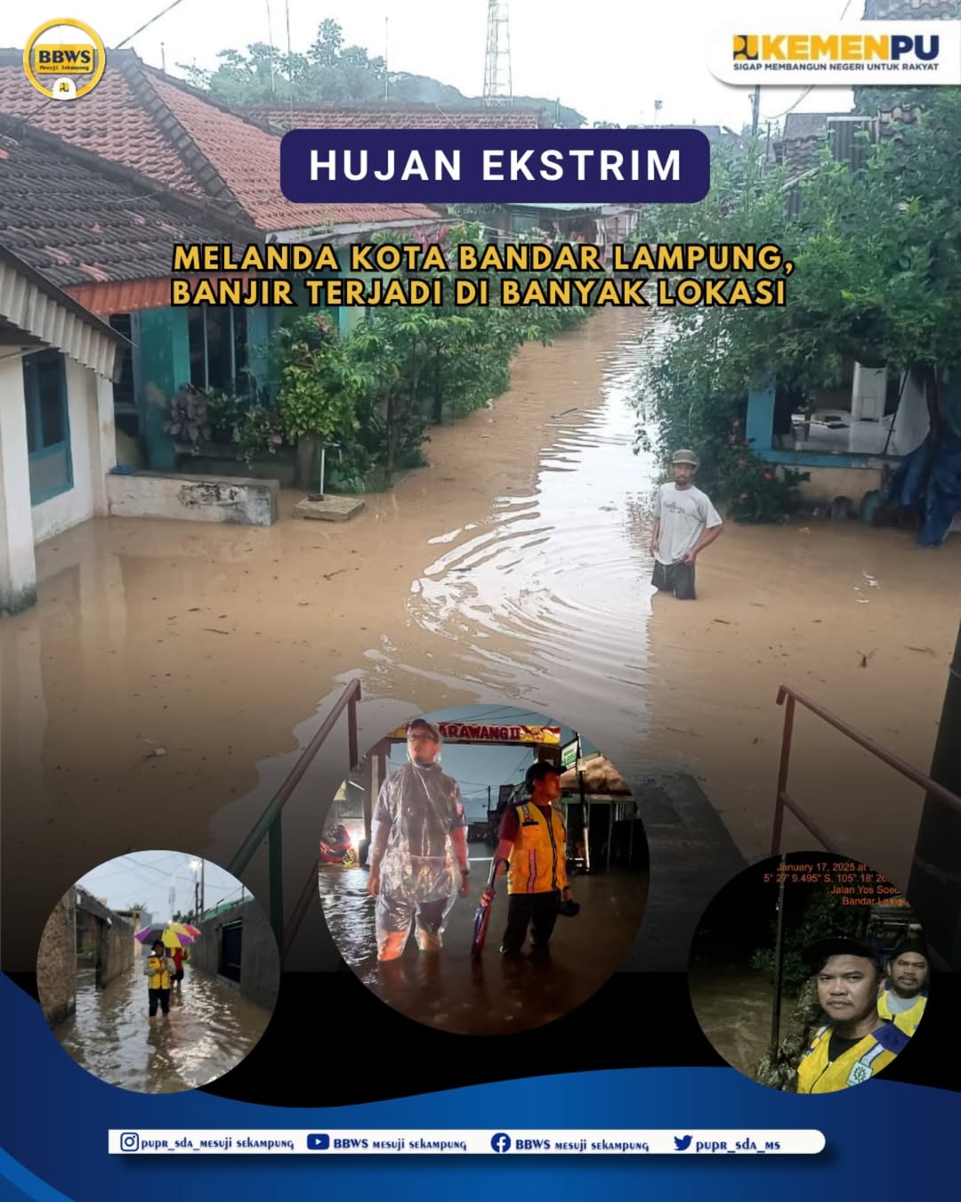 Hujan melanda wilayah Kota Bandar Lampung hingga terjadi banjir