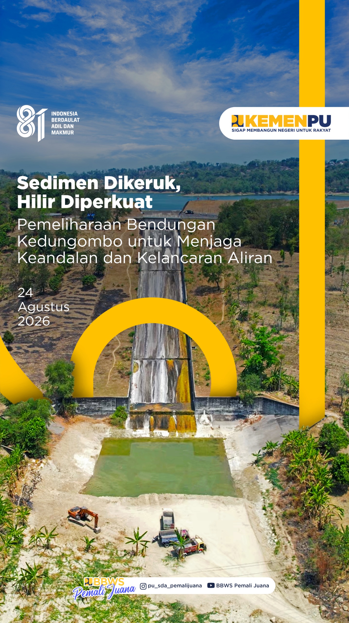 Sedimen Dikeruk Hilir Diperkuat - Pemeliharaan Bendungan Kedungombo