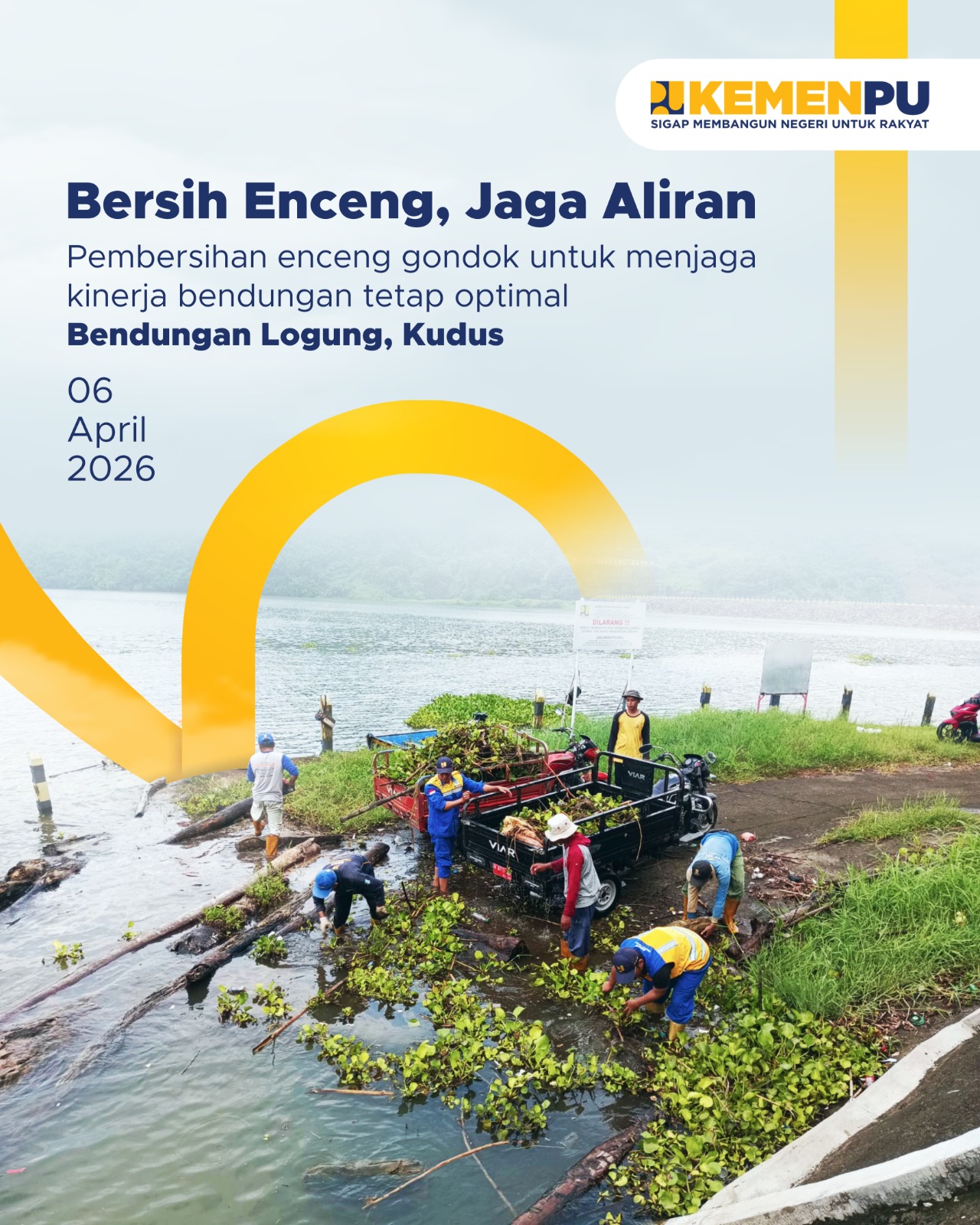 Pembersihan Enceng Gondok Untuk Menjaga Kinerja Bendungan Tetap Optimal