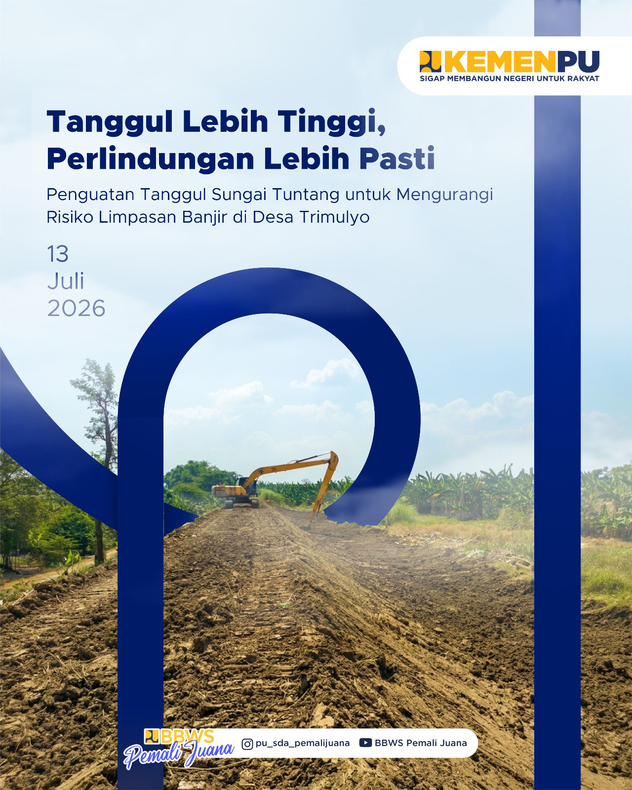 Penguatan Tanggul Sungai Tuntang Untuk mengurangi Risiko Limpasan Banjir di Desa Trimulyo