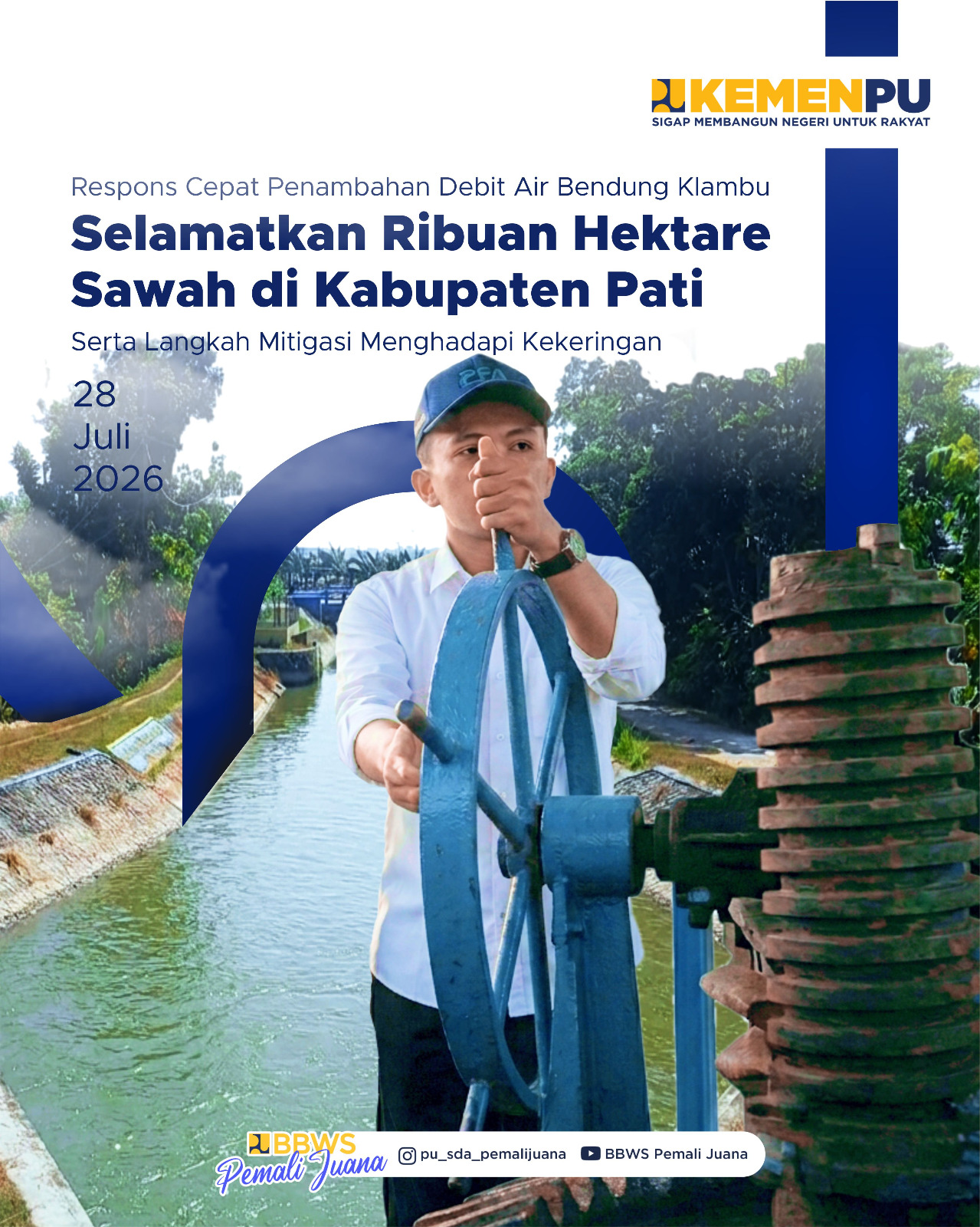 Selamatkan Ribuan Hektare Sawah di Kabupaten Pati - Respon Cepat Penambahan Debit Air Bendung Kelambu Serta Mitigasi Menghadapi Kekeringan