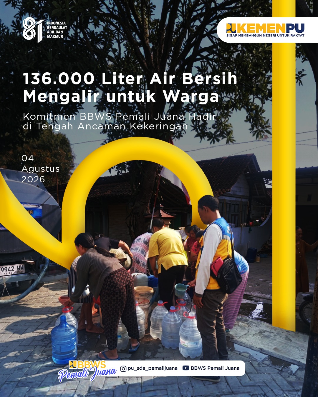 136.000 Liter Air Bersih Mengalir Untuk Warga - Komitmen BBWS Pemali Juana Hadir di Tengah Ancaman Kekeringan