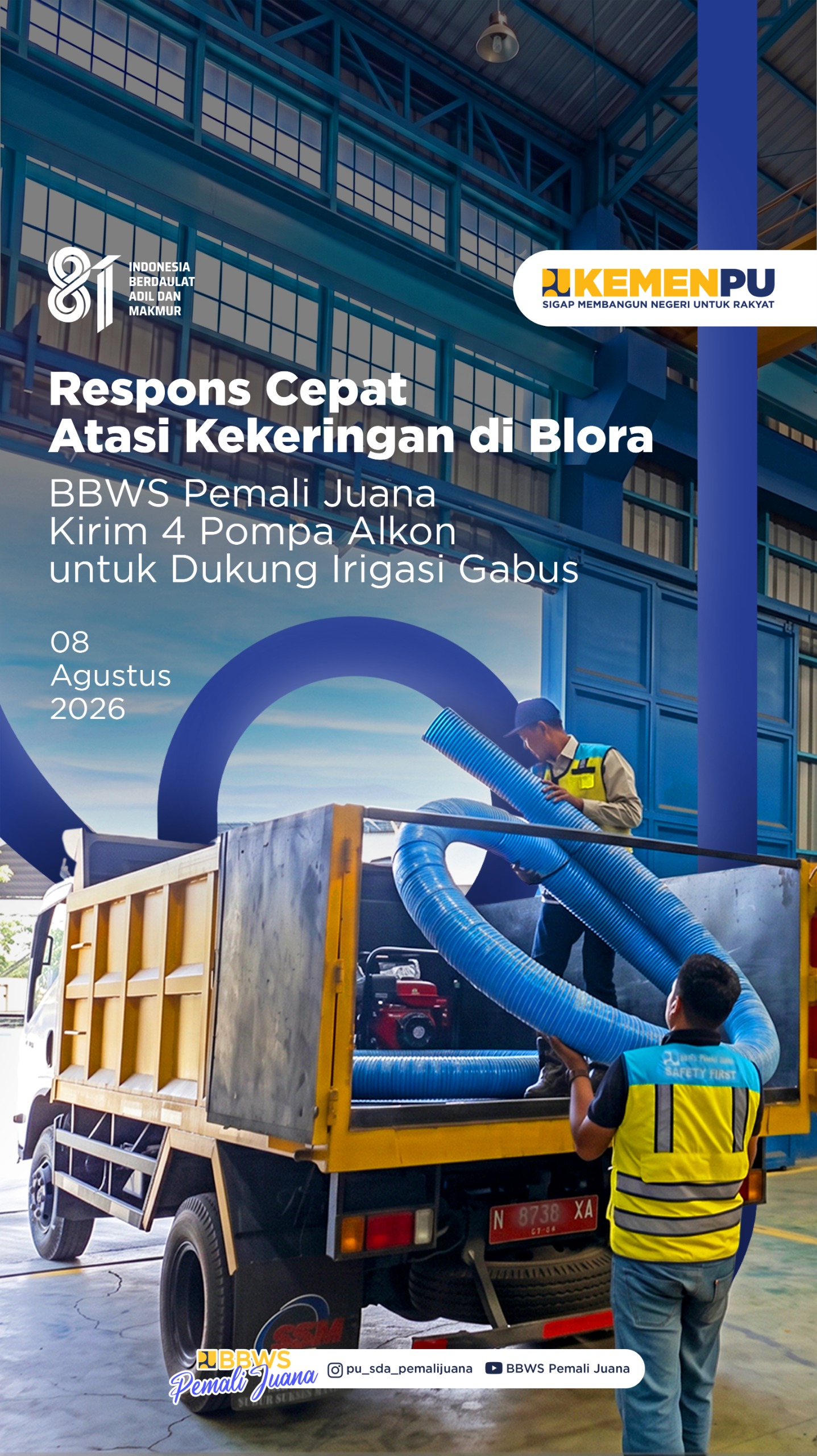Respon Cepat Atasi Kekeringan di Blora - BBWS Pemali Juana Kirim 4 Pompa Alkon Untuk Dukung Irigasi Gabus
