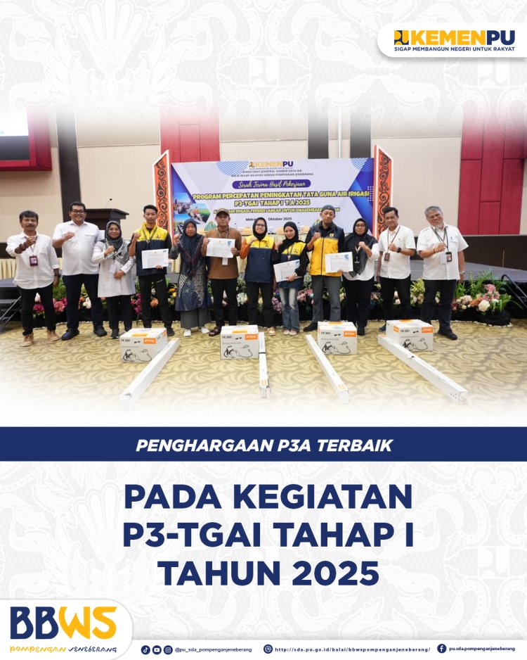 Penghargaan P3A Terbaik Kegiatan P3-TGAI Tahap I