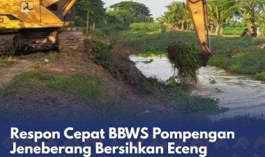 Respon Cepat BBWS Pompengan Jeneberang Bersihkan Eceng Gondok di Saluran Sekunder Belawa D.I Saddang