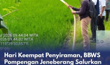 Hari Keempat Penyiraman, BBWS Pompengan Jeneberang Salurkan 30.000 Liter Air untuk Sawah Terdampak Kekeringan di Pinrang