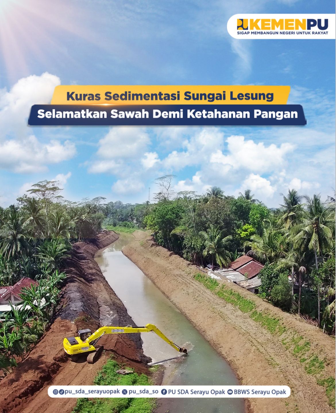 Pemeliharaan Sungai Lesung Jaga Kelancaran Irigasi dan Ketahanan Pangan