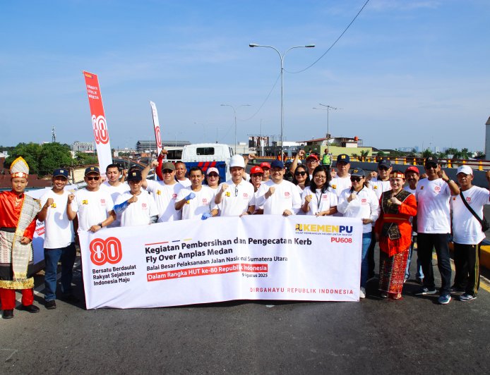 BBWS Sumatera II Medan Ikut Sukseskan Pembersihan dan Pengecatan Kerb Fly Over Amplas