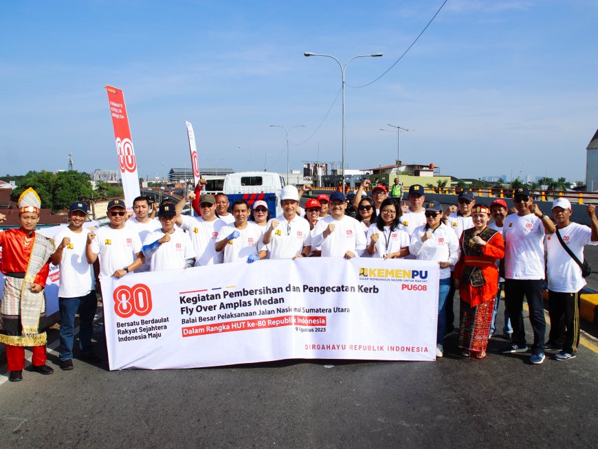 BBWS Sumatera II Medan Ikut Sukseskan Pembersihan dan Pengecatan Kerb Fly Over Amplas
