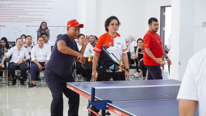 Meriahkan HUT RI ke-80, BBWS Sumatera II Medan Gelar Turnamen Tenis Meja Antar Unor Kementerian Pekerjaan Umum Provinsi Sumut
