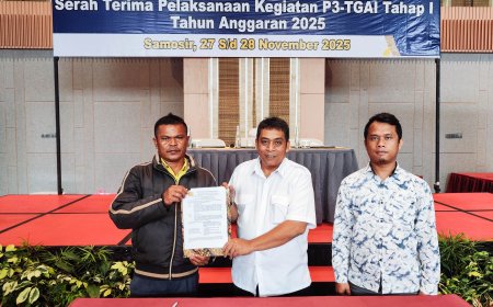 BBWS Sumatera II Medan Resmi Serahkan Hasil Pekerjaan P3-TGAI Tahap I Tahun Anggaran 2025