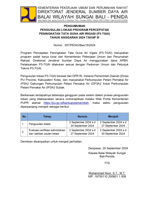 Pengumuman P3TGAI 2024 MEDIA-TH III - Perpanjangan