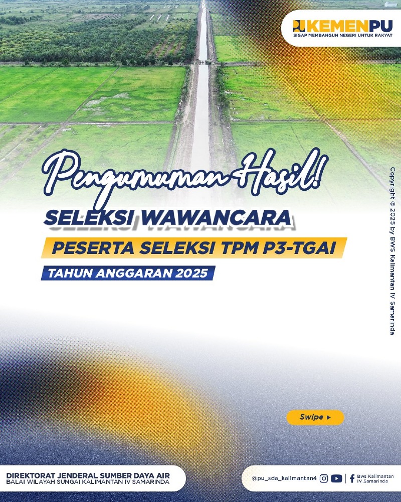 Pengumuman Hasil Seleksi Wawancara Peserta Seleksi TPM P3-TGAI Tahap I Tahun Anggaran 2025