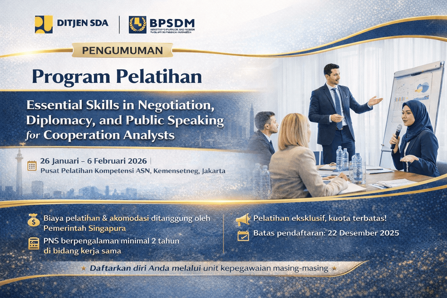 Program Pelatihan Essential Skills in Negotiation, Diplomacy, and Public Speaking for Cooperation