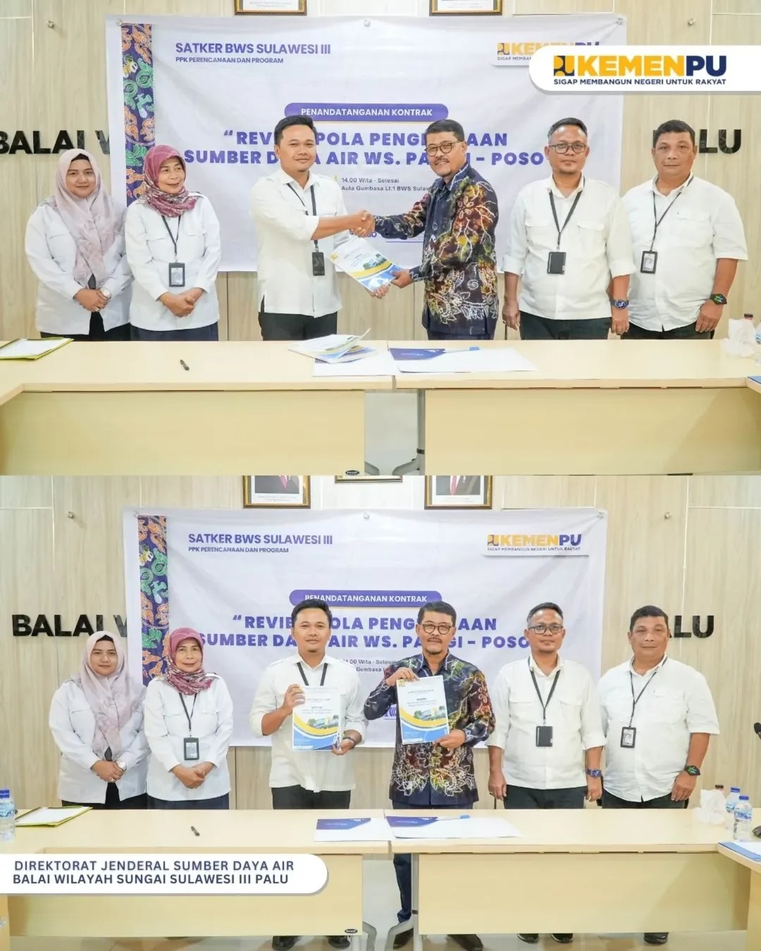 BWS Sulawesi III Palu Penandatanganan Kontrak Pekerjaan Review Pola Pengelolaan Sumber Daya Air (PSDA) Wilayah Sungai Parigi-Poso