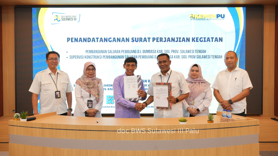 Penandatanganan Surat Perjanjian Kegiatan Pembangunan Saluran Pembuang D.I. Gumbasa Tahun Anggaran 2026