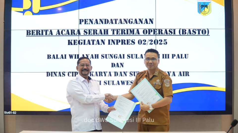Rehabilitasi Program Inpres Selesai, BWS Sulawesi III Palu Serahkan Operasi Tujuh Daerah Irigasi Kepada Pemprov Sulteng